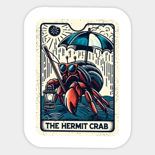 The Hermit Crab Funny Crustacean Tarot Card Pun Horoscope Sticker
